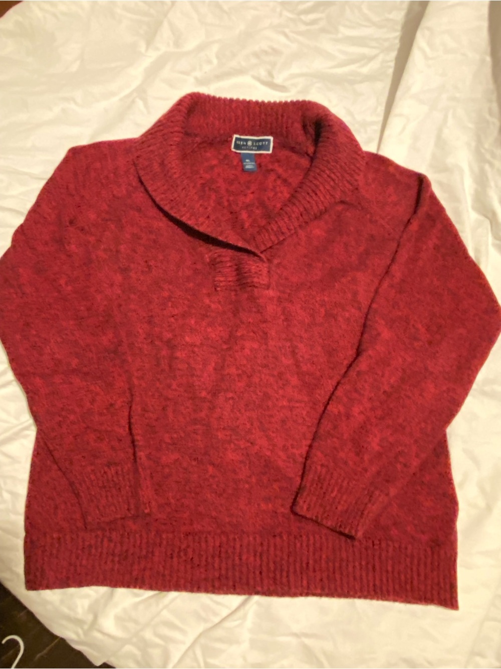 Karen Scott Red Shawl-Collar Sweater
